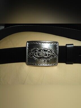 SILPADA Decorative Silver-Tone Floral Western Belt Buckle SZ. XXL 48 IN.